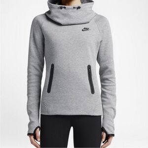 Nike Tech Fleece Funnel Neck Sweatshirt XS Athleisure Workout Heathered Gray